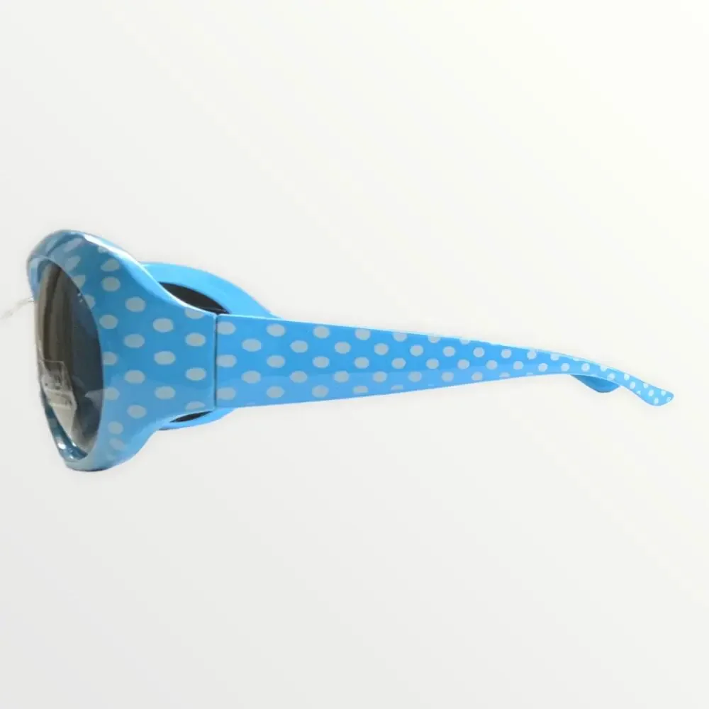 Kids Sunglasses 100% UV Protection Green & Blue Retro Frames & White Polka Dots
